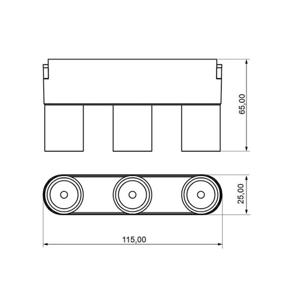Triple foco LED de rejilla LIMBO, 3x6W 24º negro, 3000K o Regulable CTT
