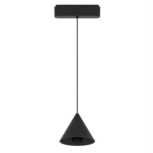 Lámpara LED colgante de carril terminado en cono LIMBO, 6W, 24º negro, 3000K o Regulable CTT