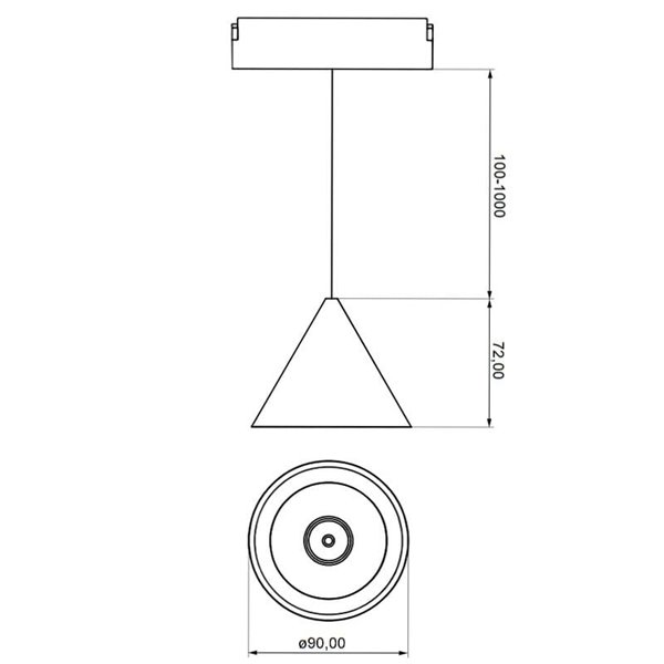 Suspension LED avec rail conique, LIMBO, 6W, 24º noir, 3000K ou Dimmable CTT