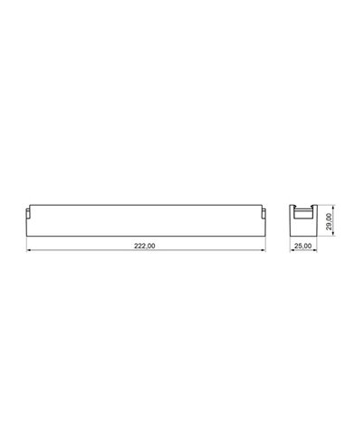 Luminaria lineal de carril LIMBO 22,2cm, 12W 110º negro, 3000K o Regulable CTT