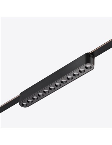 Luminaria lineal rejilla de carril LIMBO 22,2cm, 12W 24º negro, 3000K o Regulable CTT
