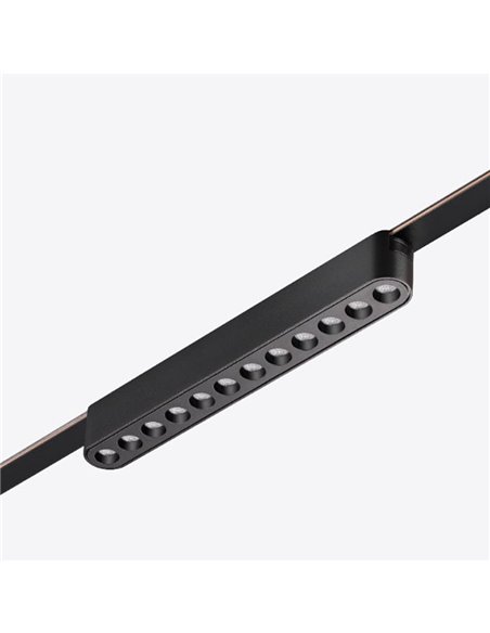 Luminaria lineal rejilla de carril LIMBO 22,2cm, 12W 24º negro, 3000K o Regulable CTT
