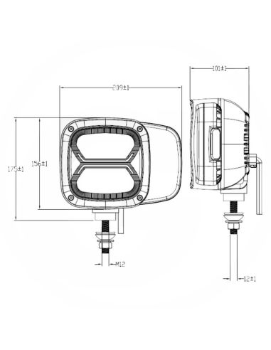 Phares à LED homologués pour machines industrielles, feux de position, feux transversaux, feux de route, feux intermittents et f