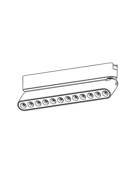 Luminaria lineal orientable rejilla de carril LIMBO, 12W 24º negro, 3000K o Regulable CTT