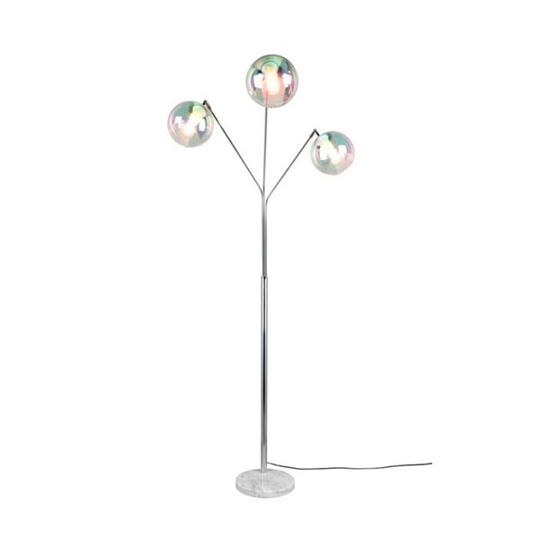 Lámpara de pie con 3 pantallas vidrio iridiscente PAXTON interruptor integrado ↕200cm bombilla excl. 3x E27 max. 10W IP20