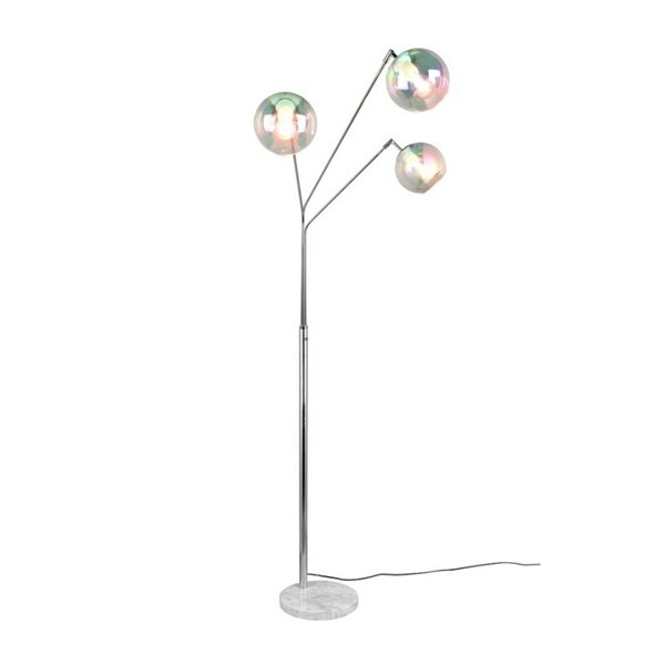 Lámpara de pie con 3 pantallas vidrio iridiscente PAXTON interruptor integrado ↕200cm bombilla excl. 3x E27 max. 10W IP20
