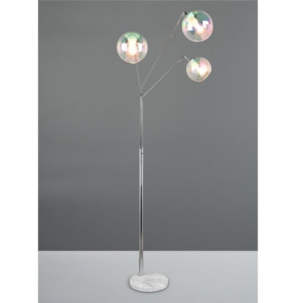 Lámpara de pie con 3 pantallas vidrio iridiscente PAXTON interruptor integrado ↕200cm bombilla excl. 3x E27 max. 10W IP20