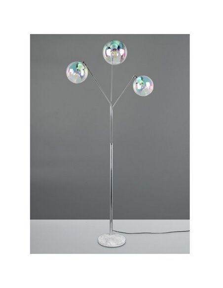 Luminária de chão com 3 cúpulas de vidro iridescentes, interruptor integrado PAXTON ↕lâmpada de 200 cm, excl. 3x E27 máx. 10 W I