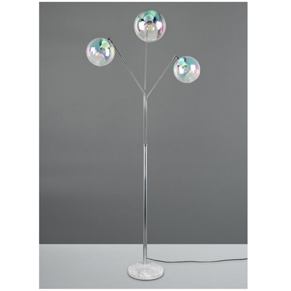 Lámpara de pie con 3 pantallas vidrio iridiscente PAXTON interruptor integrado ↕200cm bombilla excl. 3x E27 max. 10W IP20