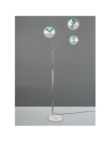 Luminária de chão com 3 cúpulas de vidro iridescentes, interruptor integrado PAXTON ↕lâmpada de 200 cm, excl. 3x E27 máx. 10 W I