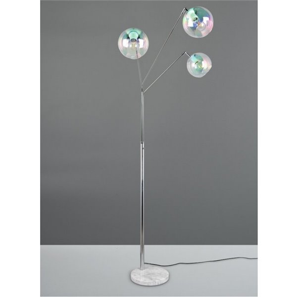 Lámpara de pie con 3 pantallas vidrio iridiscente PAXTON interruptor integrado ↕200cm bombilla excl. 3x E27 max. 10W IP20