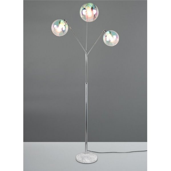 Lámpara de pie con 3 pantallas vidrio iridiscente PAXTON interruptor integrado ↕200cm bombilla excl. 3x E27 max. 10W IP20