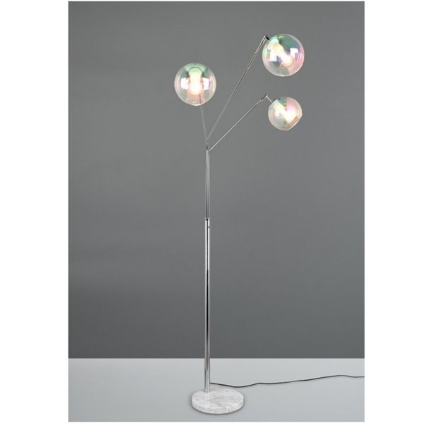 Lámpara de pie con 3 pantallas vidrio iridiscente PAXTON interruptor integrado ↕200cm bombilla excl. 3x E27 max. 10W IP20