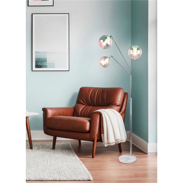 Lámpara de pie con 3 pantallas vidrio iridiscente PAXTON interruptor integrado ↕200cm bombilla excl. 3x E27 max. 10W IP20