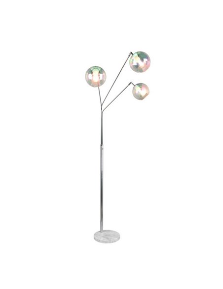 Lampadaire avec 3 abat-jours en verre irisé PAXTON interrupteur intégré ↕200cm ampoule hors TVA. 3x E27 max. 10 W IP20