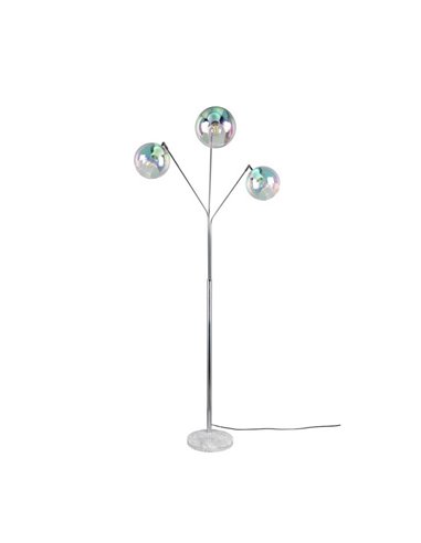 Lámpara de pie con 3 pantallas vidrio iridiscente PAXTON interruptor integrado ↕200cm bombilla excl. 3x E27 max. 10W IP20