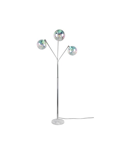 Lampadaire avec 3 abat-jours en verre irisé PAXTON interrupteur intégré ↕200cm ampoule hors TVA. 3x E27 max. 10 W IP20