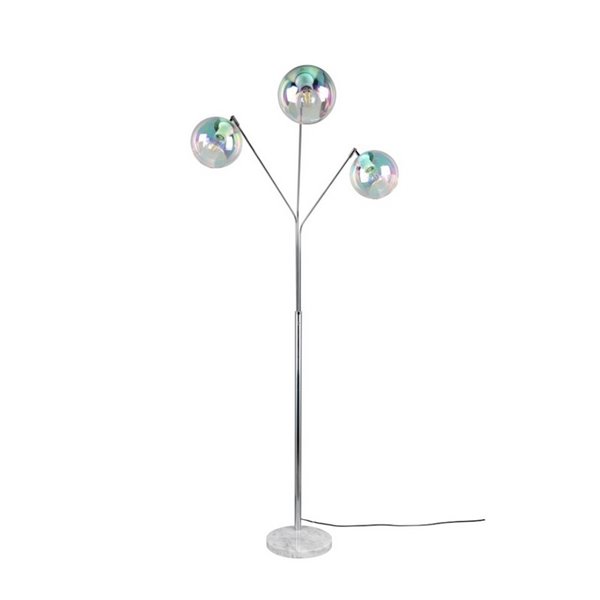Lámpara de pie con 3 pantallas vidrio iridiscente PAXTON interruptor integrado ↕200cm bombilla excl. 3x E27 max. 10W IP20
