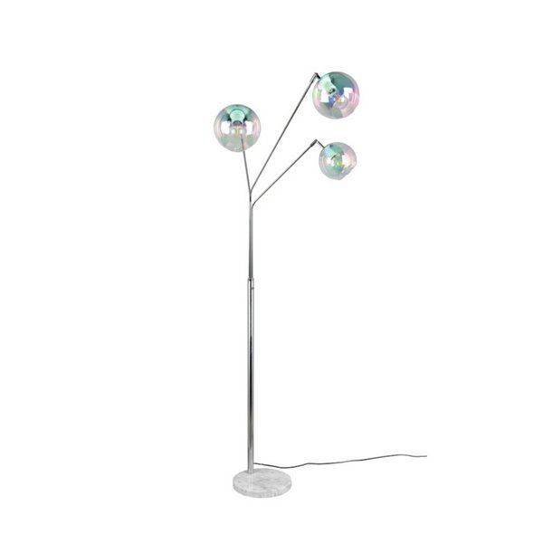 Lámpara de pie con 3 pantallas vidrio iridiscente PAXTON interruptor integrado ↕200cm bombilla excl. 3x E27 max. 10W IP20