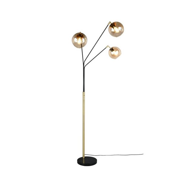 Lampadaire avec 3 abat-jours en verre PAXTON interrupteur intégré ↕200cm ampoule hors TVA. 3x E27 max. 10 W IP20