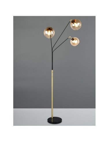 Lampadaire avec 3 abat-jours en verre PAXTON interrupteur intégré ↕200cm ampoule hors TVA. 3x E27 max. 10 W IP20