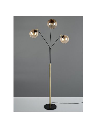 Lampadaire avec 3 abat-jours en verre PAXTON interrupteur intégré ↕200cm ampoule hors TVA. 3x E27 max. 10 W IP20