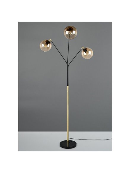 Lampadaire avec 3 abat-jours en verre PAXTON interrupteur intégré ↕200cm ampoule hors TVA. 3x E27 max. 10 W IP20