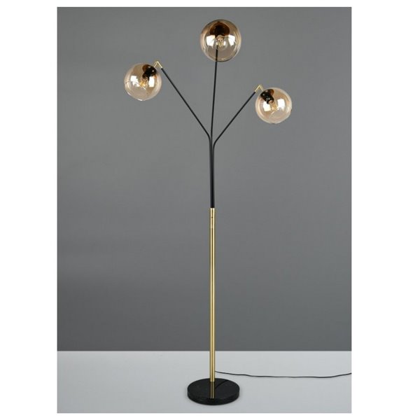 Lampadaire avec 3 abat-jours en verre PAXTON interrupteur intégré ↕200cm ampoule hors TVA. 3x E27 max. 10 W IP20