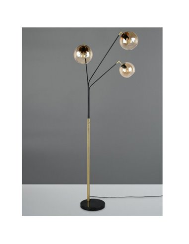 Lampadaire avec 3 abat-jours en verre PAXTON interrupteur intégré ↕200cm ampoule hors TVA. 3x E27 max. 10 W IP20