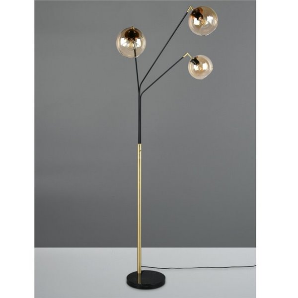 Lampadaire avec 3 abat-jours en verre PAXTON interrupteur intégré ↕200cm ampoule hors TVA. 3x E27 max. 10 W IP20