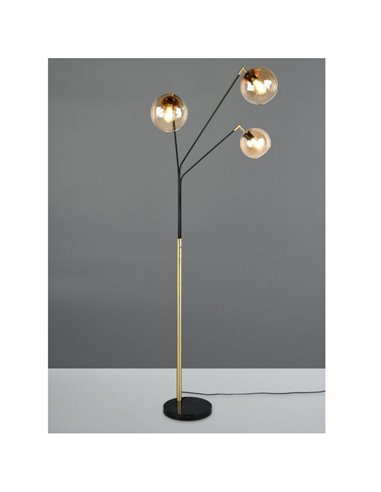 Lampadaire avec 3 abat-jours en verre PAXTON interrupteur intégré ↕200cm ampoule hors TVA. 3x E27 max. 10 W IP20