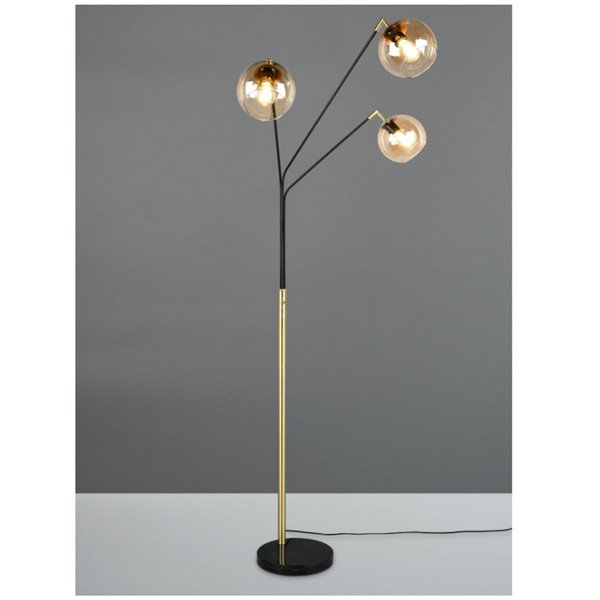 Lampadaire avec 3 abat-jours en verre PAXTON interrupteur intégré ↕200cm ampoule hors TVA. 3x E27 max. 10 W IP20