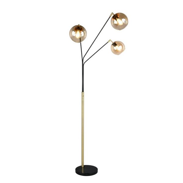 Lámpara de pie con 3 pantallas de vidrio PAXTON interruptor integrado ↕200cm bombilla excl. 3x E27 max. 10W IP20