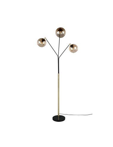 Lampadaire avec 3 abat-jours en verre PAXTON interrupteur intégré ↕200cm ampoule hors TVA. 3x E27 max. 10 W IP20