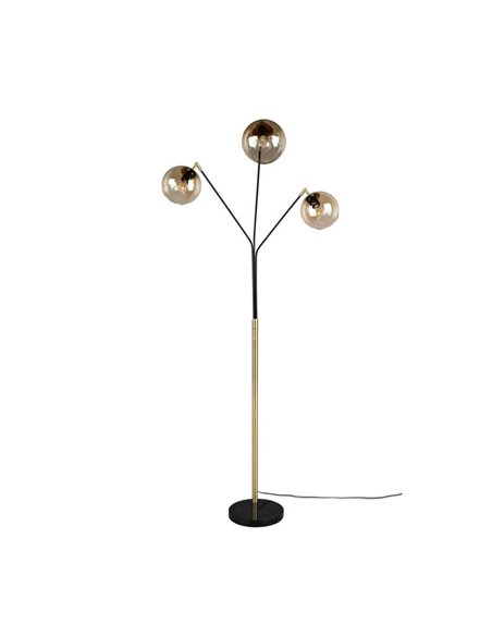 Lampadaire avec 3 abat-jours en verre PAXTON interrupteur intégré ↕200cm ampoule hors TVA. 3x E27 max. 10 W IP20