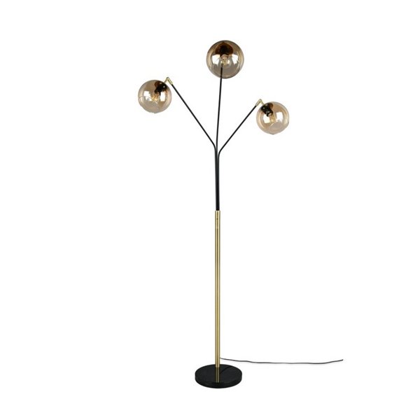 Lampadaire avec 3 abat-jours en verre PAXTON interrupteur intégré ↕200cm ampoule hors TVA. 3x E27 max. 10 W IP20