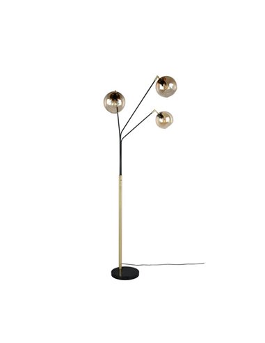 Lampadaire avec 3 abat-jours en verre PAXTON interrupteur intégré ↕200cm ampoule hors TVA. 3x E27 max. 10 W IP20