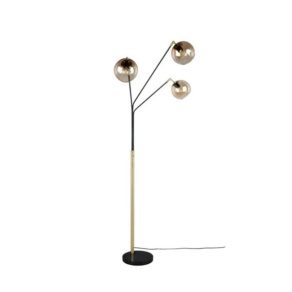 Lampadaire avec 3 abat-jours en verre PAXTON interrupteur intégré ↕200cm ampoule hors TVA. 3x E27 max. 10 W IP20