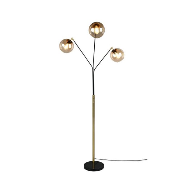 Lampadaire avec 3 abat-jours en verre PAXTON interrupteur intégré ↕200cm ampoule hors TVA. 3x E27 max. 10 W IP20