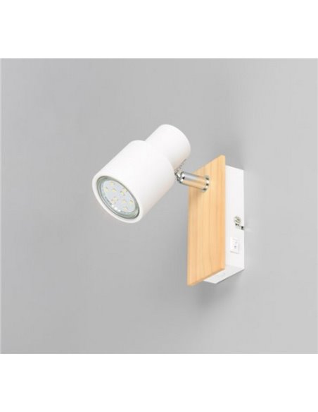 Foco de pared o de techo con interruptor integrado PIERRE bombilla excl. 1x GU10 max. 10W IP20 Blanco