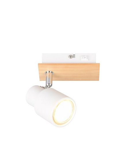 Spot de parede ou teto com interruptor integrado, lâmpada PIERRE, excl. 1x GU10 máx. 10W IP20 Branco