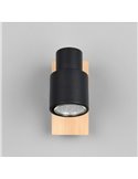 Foco de pared o de techo PIERRE con interruptor integrado bombilla excl. 1x GU10 max. 10W IP20 Negro y madera