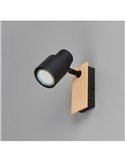 Foco de pared o de techo PIERRE con interruptor integrado bombilla excl. 1x GU10 max. 10W IP20 Negro y madera