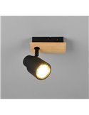 Foco de pared o de techo PIERRE con interruptor integrado bombilla excl. 1x GU10 max. 10W IP20 Negro y madera