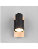 Foco de pared o de techo PIERRE con interruptor integrado bombilla excl. 1x GU10 max. 10W IP20 Negro y madera