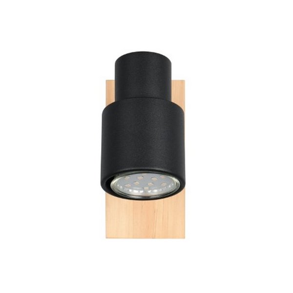 Foco de pared o de techo PIERRE con interruptor integrado bombilla excl. 1x GU10 max. 10W IP20 Negro y madera