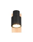 Foco de pared o de techo PIERRE con interruptor integrado bombilla excl. 1x GU10 max. 10W IP20 Negro y madera