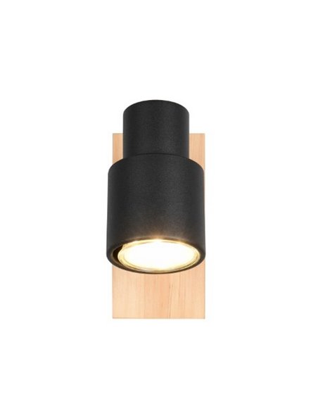 Foco de pared o de techo PIERRE con interruptor integrado bombilla excl. 1x GU10 max. 10W IP20 Negro y madera