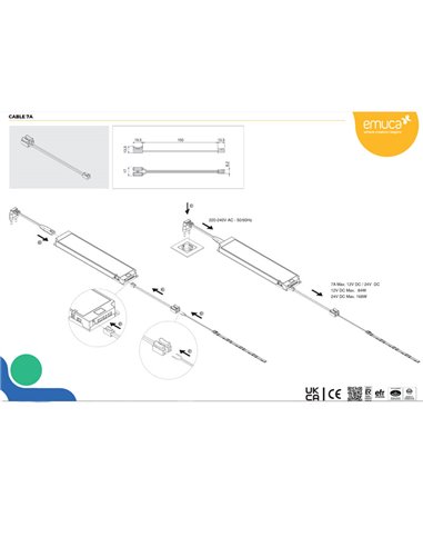 Câble transformateur LED intelligent, plastique