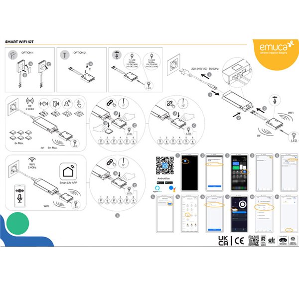 Receptor WiFi LED Smart para controlar luminarias de 12V/24V DC